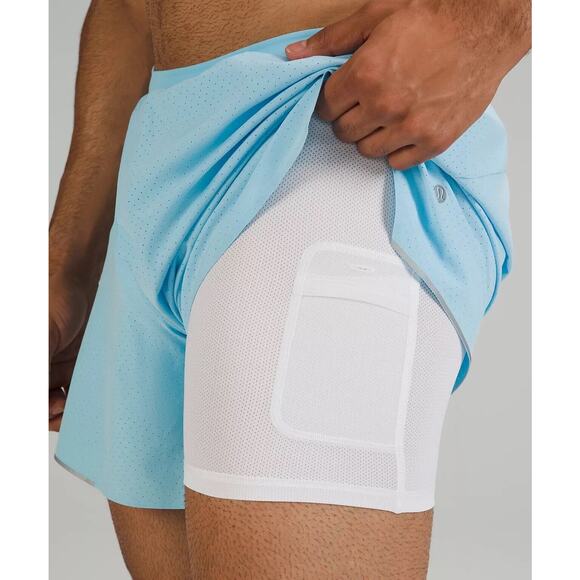 Lululemon Men Size M Fast Free Lined Short 6" BCHI Blue Chill NWT $88 - Picture 5 of 10